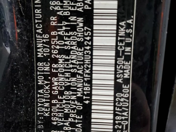 2017 Toyota Camry XLE with VIN 4T1BF1FK2HU342457, listed as a Copart auction lot 44991755 with Not Provided miles and Salvage Title. Bid and sale history available at DreamBid. Image 13.
