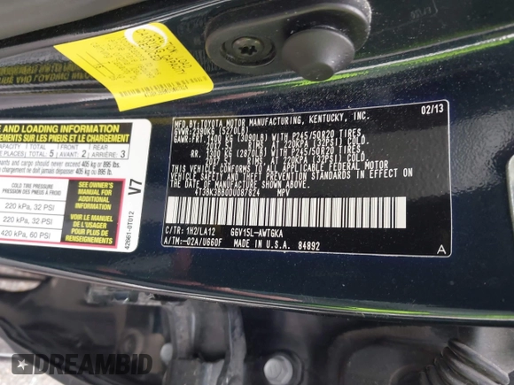 2013 Toyota Venza LE with VIN 4T3BK3BB0DU087824, listed as a IAAI auction lot 40979180 with 112,011 mi miles. Bid and sale history available at carsss.com. Image 9.