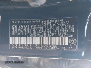 2019 Toyota Corolla L with VIN 2T1BURHE6KC188047, listed as a IAAI auction lot 41695485 with 81,908 mi miles. Bid and sale history available at carsss.com. Image 9.