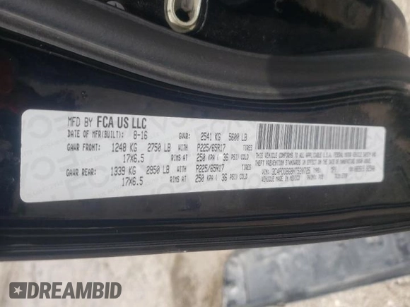 2017 Dodge Journey SXT with VIN 3C4PDDBG8HT520725, listed as a Copart auction lot 38070542 with 103,325 mi miles and Salvage title. Bid and sale history available at DreamBid. Image 10.