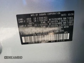 2020 Subaru Outback Limited z VIN 4S4BTANC6L3200601, wystawiony jako Copart lot #53046185 z przebiegiem 49 719 mil mil oraz Szkoda całkowita • Salvage title. Historia ofert i sprzedaży dostępna na DreamBid. Obrazek 12.
