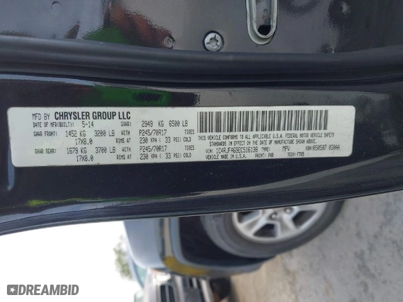 2014 Jeep Grand Cherokee Laredo with VIN 1C4RJFAG9EC516138, listed as a IAAI auction lot 42055214 with 135,701 mi miles. Bid and sale history available at carsss.com. Image 9.