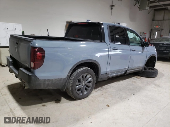2023 Honda Ridgeline Sport with VIN 5FPYK3F10PB048387, listed as a Copart auction lot 42747395 with 17,224 mi miles and Salvage title. Bid and sale history available at DreamBid. Image 3.