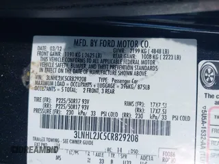 2012 Lincoln MKZ with VIN 3LNHL2JC5CR829208, listed as a IAAI auction lot 41907815 with 165,000 mi miles. Bid and sale history available at carsss.com. Image 9.
