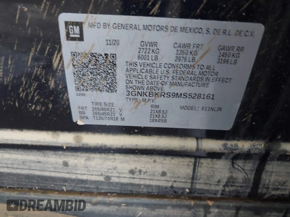 2021 Chevrolet Blazer RS с VIN 3GNKBKRS9MS528161, выставлен на аукционе IAAI как лот 42301253 с пробегом Не указан миль и . История ставок и продаж доступна на DreamBid. Изображение 9.