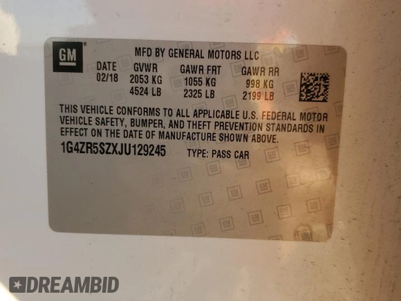 2018 Buick LaCrosse Premium with VIN 1G4ZR5SZXJU129245, listed as a Copart auction lot 80992594 with 109,689 mi miles and Salvage Title. Bid and sale history available at carsss.com. Image 13.