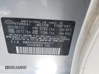 2013 Hyundai Elantra GLS с VIN KMHDH4AE9DU686917, выставлен на аукционе IAAI как лот 42039008 с пробегом Не указан миль и . История ставок и продаж доступна на DreamBid. Изображение 9.
