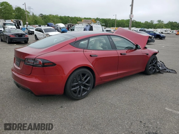 2024 Tesla Model S with VIN 5YJSA1E54RF542748, listed as a Copart auction lot 55210615 with Not provided miles and Salvage title. Bid and sale history available at DreamBid. Image 3.