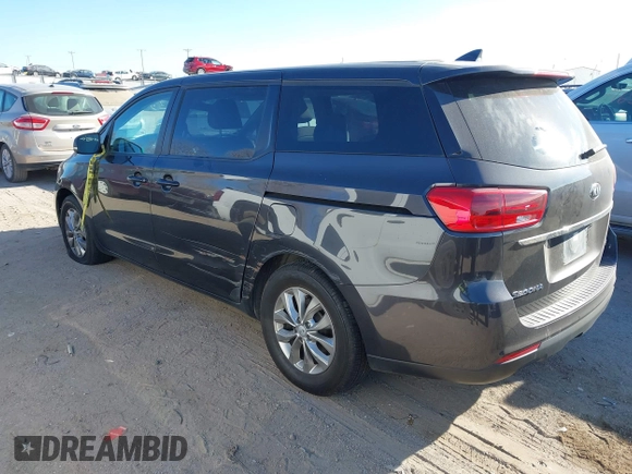 2021 Kia Sedona EX with VIN KNDMB5C19M6671229, listed as a IAAI auction lot 41066675 with 168,393 mi miles. Bid and sale history available at carsss.com. Image 3.