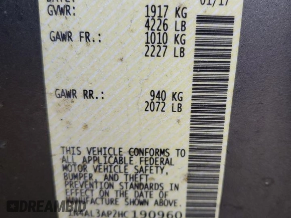 2017 Nissan Altima S with VIN 1N4AL3AP2HC190960, listed as a Copart auction lot 48908165 with 189,821 mi miles and Salvage Title. Bid and sale history available at DreamBid. Image 14.