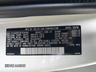 2019 Volvo XC90 Momentum z VIN YV4102PK2K1514188, wystawiony jako IAAI lot #41767251 z przebiegiem 83 089 mil mil oraz . Historia ofert i sprzedaży dostępna na DreamBid. Obrazek 9.