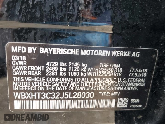 2018 BMW X1 xDrive28i with VIN WBXHT3C32J5L28030, listed as a Copart auction lot 47087415 with 100,708 mi miles and Salvage Title. Bid and sale history available at carsss.com. Image 13.