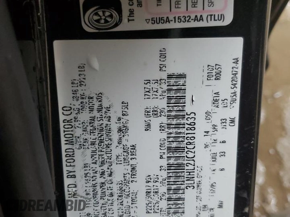 2012 Lincoln MKZ с VIN 3LNHL2JC2CR818635, выставлен на аукционе Copart как лот 59057485 с пробегом 145 230 миль миль и Чистый • Clean title. История ставок и продаж доступна на DreamBid. Изображение 12.