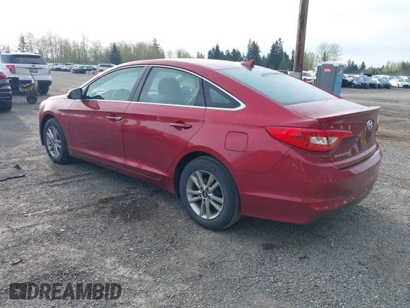 2016 Hyundai Sonata SE with VIN 5NPE24AF0GH261359, listed as a IAAI auction lot 42005720 with 100,889 mi miles and . Bid and sale history available at carsss.com. Image 3.