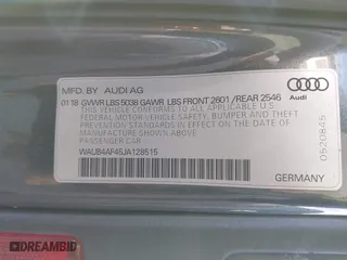 2018 Audi S4 Premium Plus with VIN WAUB4AF45JA128515, listed as a IAAI auction lot 41795528 with 100,593 mi miles. Bid and sale history available at carsss.com. Image 9.