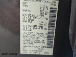 2015 Nissan Murano SL with VIN 5N1AZ2MG8FN234889, listed as a Copart auction lot 46158075 with 55,020 mi miles and Salvage Title. Bid and sale history available at carsss.com. Image 15.