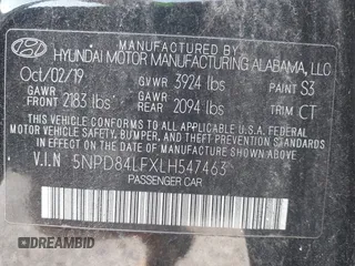 2020 Hyundai Elantra SEL with VIN 5NPD84LFXLH547463, listed as a IAAI auction lot 42589073 with 72,554 mi miles and . Bid and sale history available at DreamBid. Image 9.