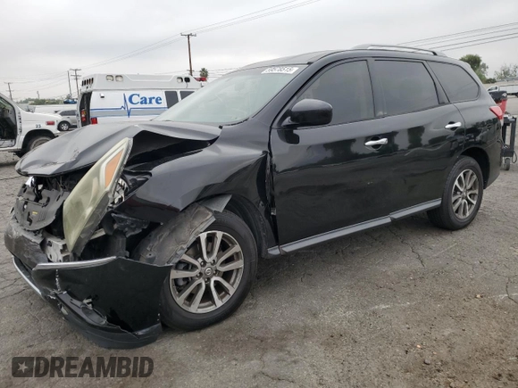 2013 Nissan Pathfinder SV with VIN 5N1AR2MN9DC669802, listed as a Copart auction lot 59578515 with 118,816 mi miles and Salvage title. Bid and sale history available at DreamBid. Image 1.