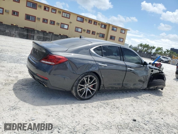 2019 Genesis G70 Sport with VIN KMTG24LA6KU034865, listed as a Copart auction lot 55304455 with 57,087 mi miles and Non repairable. Bid and sale history available at DreamBid. Image 3.