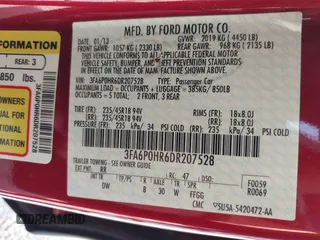 2013 Ford Fusion SE with VIN 3FA6P0HR6DR207528, listed as a IAAI auction lot 42097367 with 130,651 mi miles. Bid and sale history available at carsss.com. Image 9.