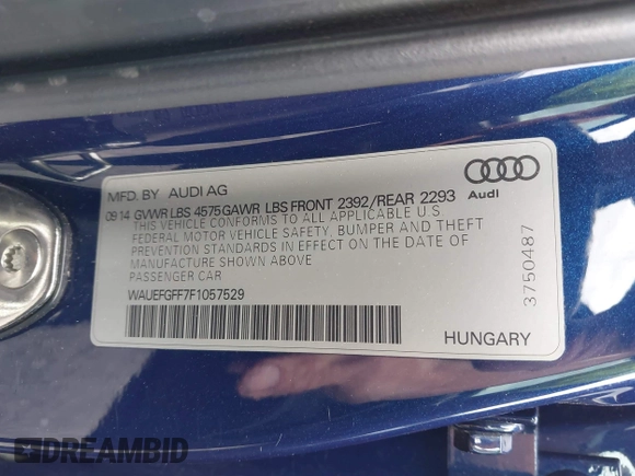 2015 Audi A3 Premium Plus z VIN WAUEFGFF7F1057529, wystawiony jako IAAI lot #42230483 z przebiegiem 110 344 mil mil oraz . Historia ofert i sprzedaży dostępna na DreamBid. Obrazek 9.