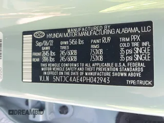 2023 Hyundai Santa Cruz SEL z VIN 5NTJC4AE4PH042943, wystawiony jako IAAI lot #41807647 z przebiegiem Nie podano mil oraz . Historia ofert i sprzedaży dostępna na DreamBid. Obrazek 9.