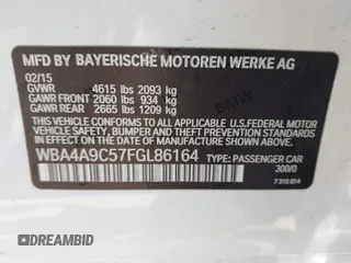 2015 BMW 4 Series 428i with VIN WBA4A9C57FGL86164, listed as a IAAI auction lot 42629769 with 123,984 mi miles and . Bid and sale history available at DreamBid. Image 9.