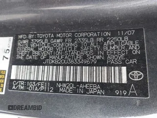2008 Toyota Prius with VIN JTDKB20U383349679, listed as a IAAI auction lot 42036142 with 168,742 mi miles and . Bid and sale history available at carsss.com. Image 9.
