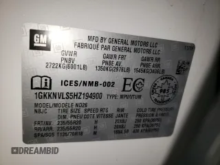2017 GMC Acadia SLT with VIN 1GKKNVLS5HZ194900, listed as a Copart auction lot 73453222 with Not Provided miles and Salvage Title. Bid and sale history available at DreamBid. Image 14.