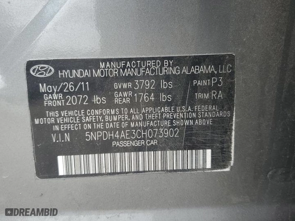 2012 Hyundai Elantra GLS with VIN 5NPDH4AE3CH073902, listed as a Copart auction lot 44566485 with 225,257 mi miles and Clean Title. Bid and sale history available at carsss.com. Image 14.