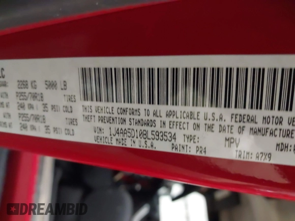 2011 Jeep Wrangler Sahara with VIN 1J4AA5D10BL593534, listed as a IAAI auction lot 41551416 with 101,716 mi miles and . Bid and sale history available at DreamBid. Image 9.