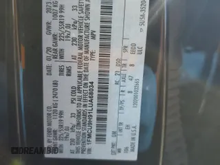 2020 Ford Escape SEL z VIN 1FMCU9H91LUA68034, wystawiony jako Copart lot #50610375 z przebiegiem 48 035 mil mil oraz Szkoda całkowita • Salvage title. Historia ofert i sprzedaży dostępna na DreamBid. Obrazek 14.