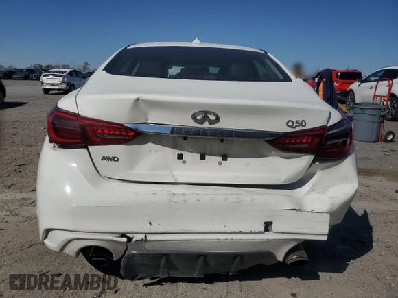 2018 Infiniti Q50 3.0t LUXE with VIN JN1EV7AR1JM437807, listed as a Copart auction lot 52291915 with 69,280 mi miles and Salvage Title. Bid and sale history available at carsss.com. Image 6.