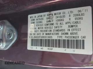 2011 Acura TSX с VIN JH4CU2F68BC013605, выставлен на аукционе IAAI как лот 42768323 с пробегом 211 205 миль миль и . История ставок и продаж доступна на DreamBid. Изображение 9.