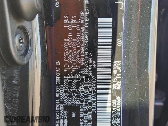 2015 Lexus RX 350 with VIN JTJBK1BA3F2470127, listed as a Copart auction lot 62410605 with 89,277 mi miles and Salvage title. Bid and sale history available at DreamBid. Image 13.