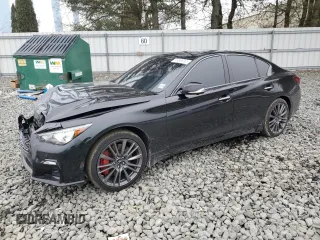 2024 Infiniti Q50 Red Sport 400 with VIN JN1FV7DR3RM680269, listed as a Copart auction lot 44860365 with 5,463 mi miles and Salvage title. Bid and sale history available at DreamBid. Image 1.