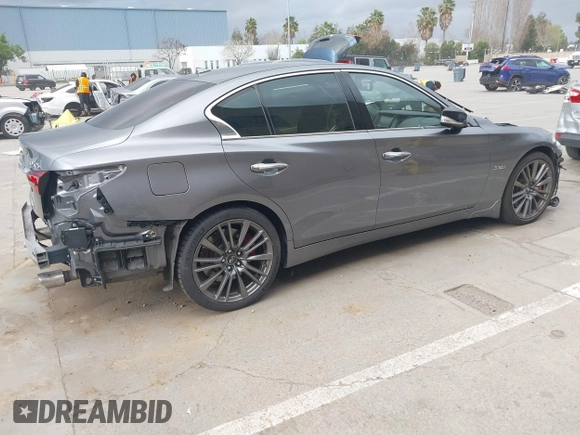 2019 Infiniti Q50 RED SPORT 400 with VIN JN1FV7AP4KM760849, listed as a IAAI auction lot 41774280 with 81,640 mi miles. Bid and sale history available at carsss.com. Image 4.