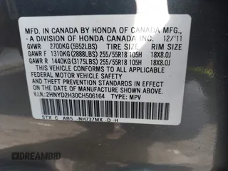 2012 Acura MDX Tech Pkg with VIN 2HNYD2H30CH506164, listed as a IAAI auction lot 41744226 with 203,501 mi miles. Bid and sale history available at carsss.com. Image 9.