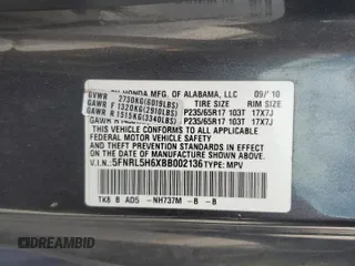 2011 Honda Odyssey EX-L with VIN 5FNRL5H6XBB002136, listed as a Copart auction lot 55162645 with 172,425 mi miles and Salvage Title. Bid and sale history available at DreamBid. Image 13.