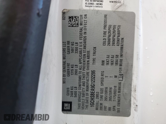 2016 Chevrolet Colorado 2WD WT with VIN 1GCHSBEA9G1232286, listed as a Copart auction lot 79242734 with Not Provided miles and Non Repairable. Bid and sale history available at DreamBid. Image 12.