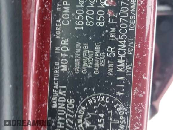 2007 Hyundai Accent GL z VIN KMHCN45C07U072761, wystawiony jako Copart lot #42321615 z przebiegiem 158 492 mil mil oraz Szkoda całkowita • Salvage title. Historia ofert i sprzedaży dostępna na DreamBid. Obrazek 12.