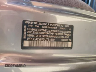 2005 Porsche Boxster с VIN WP0CA29875U711919, выставлен на аукционе Copart как лот 74299934 с пробегом Не указан миль и На запчасти • Non repairable. История ставок и продаж доступна на DreamBid. Изображение 13.