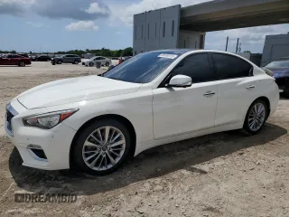 2021 Infiniti Q50 Luxe z VIN JN1EV7BP6MM704845, wystawiony jako Copart lot #58539515 z przebiegiem 16 460 mil mil oraz Szkoda całkowita • Salvage title. Historia ofert i sprzedaży dostępna na DreamBid. Obrazek 1.