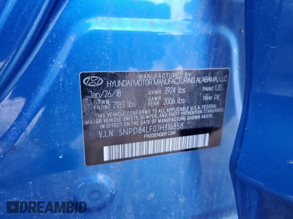 2018 Hyundai Elantra SEL with VIN 5NPD84LF0JH316858, listed as a Copart auction lot 50745415 with 110,740 mi miles and Clean Title. Bid and sale history available at DreamBid. Image 13.