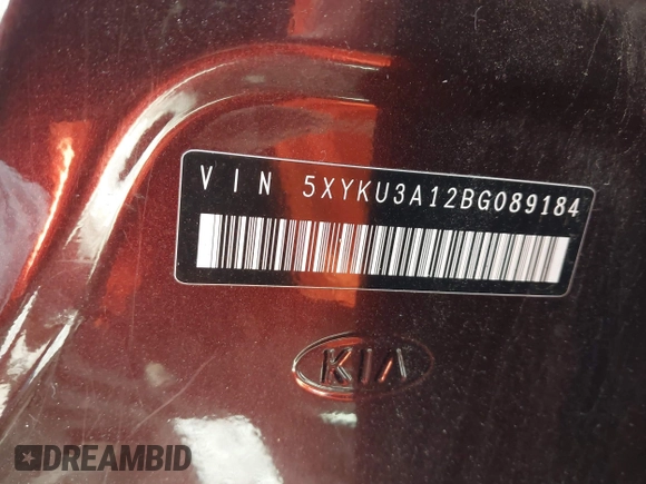 2011 Kia Sorento EX with VIN 5XYKU3A12BG089184, listed as a IAAI auction lot 41145941 with 111,597 mi miles. Bid and sale history available at carsss.com. Image 9.