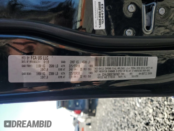 2019 Jeep Compass Latitude with VIN 3C4NJDBB2KT807067, listed as a Copart auction lot 47369375 with 0 mi miles and Salvage Title. Bid and sale history available at carsss.com. Image 14.