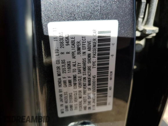 2012 Acura TSX Technology z VIN JH4CU4F65CC000145, wystawiony jako Copart lot #52402795 z przebiegiem 287 977 mil mil oraz Czysty tytuł • Clean title. Historia ofert i sprzedaży dostępna na DreamBid. Obrazek 12.