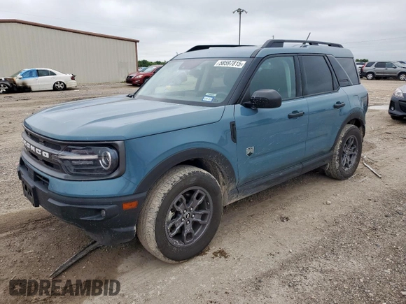 2021 Ford Bronco Sport Big Bend with VIN 3FMCR9B65MRA16267, listed as a Copart auction lot 58597815 with 85,522 mi miles and Clean title. Bid and sale history available at DreamBid. Image 1.