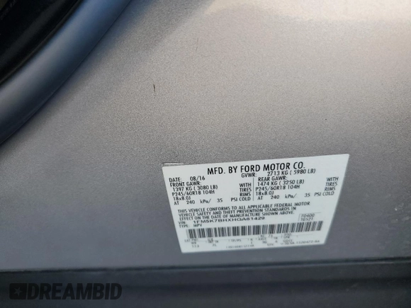2017 Ford Explorer с VIN 1FM5K7BHXHGA61429, выставлен на аукционе Copart как лот 58097395 с пробегом 169 522 миль миль и Чистый • Clean title. История ставок и продаж доступна на DreamBid. Изображение 13.