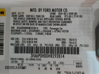 2017 Ford Fusion SE with VIN 3FA6P0HD0HR292814, listed as a Copart auction lot 66760323 with 123,904 mi miles and Clean Title. Bid and sale history available at carsss.com. Image 13.